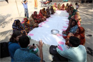 A microfinance village organizations meets in rural Bangladesh