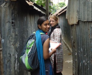 Two BRAC interns working in Korail slum 