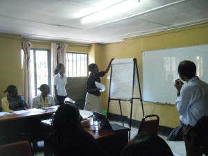 A BRAC Uganda training participant presents her ideas to the group
